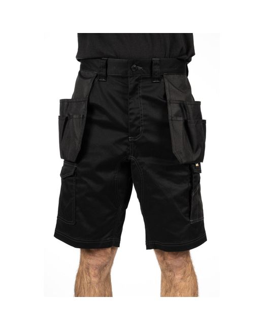 Caterpillar Black Essential Stretch Holster Work Shorts for men