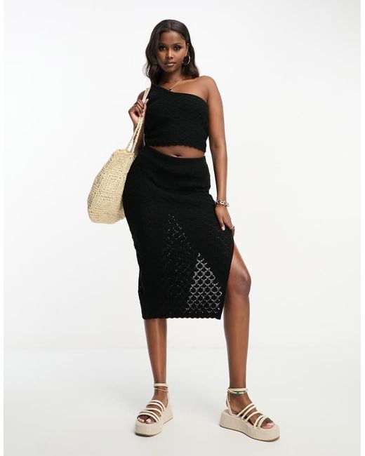ASOS Black Crochet One Shoulder Top