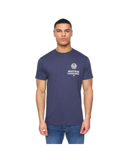 Henleys Blue Henstamp Cotton T-Shirt for men
