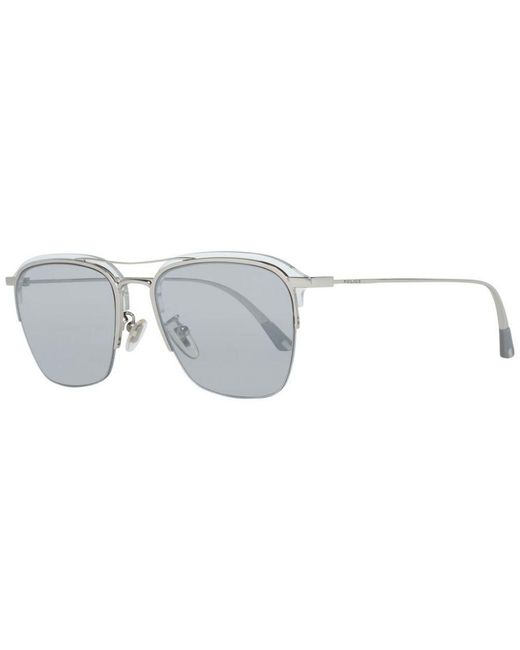 Police White Mirrored Sunglasses With Square Frames for men