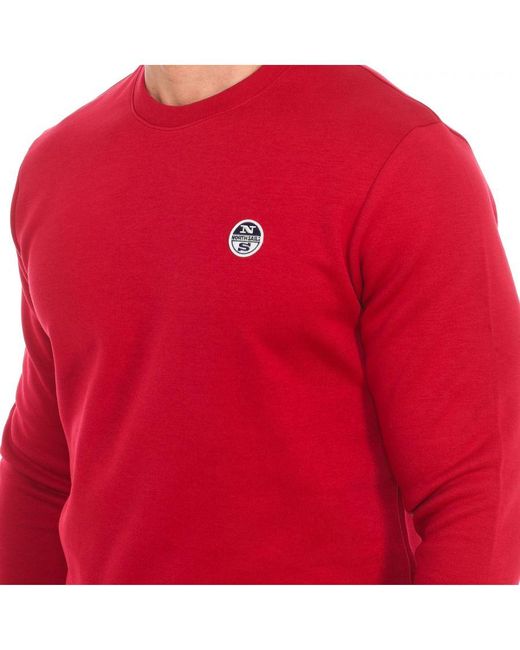 North Sails Red Long-Sleeved Crew-Neck Sweatshirt 9024070 for men