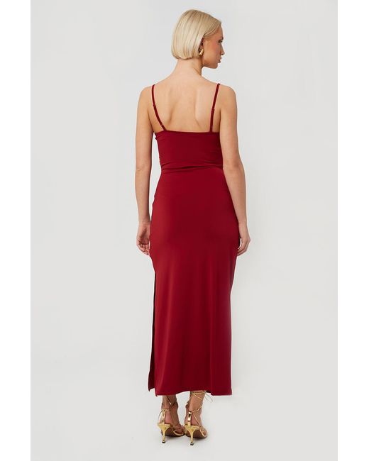 Brave Soul Red Strappy Square Neck Midi Dress