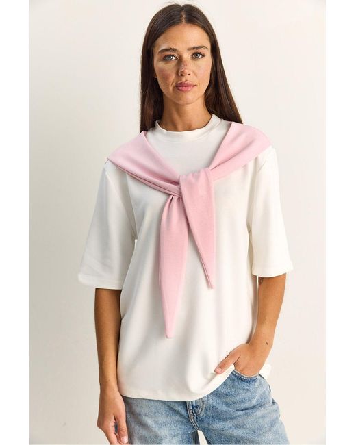 Bianco Lucci White Elastane T-Shirt