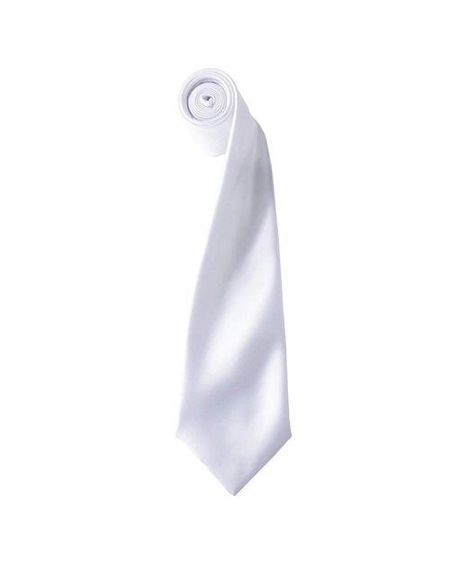 PREMIER White Plain Satin Tie (Narrow Blade) (Pack Of 2) for men