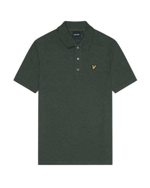 Lyle & Scott Green Branded Chest Logo Deep Polo Shirt for men