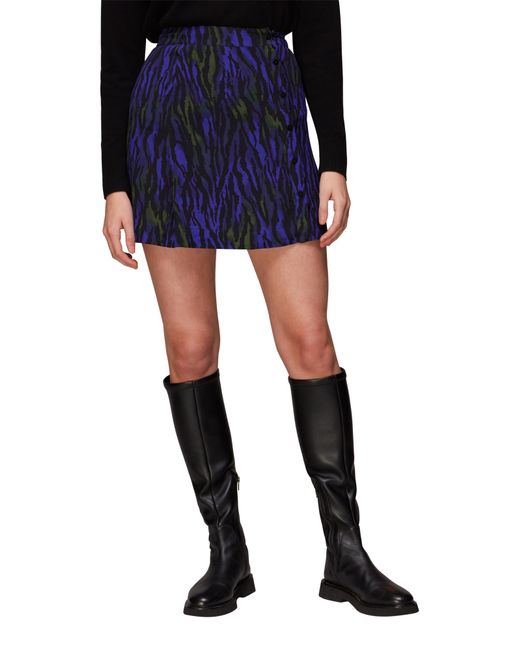 Whistles Blue Watercolour Tiger Mini Skirt
