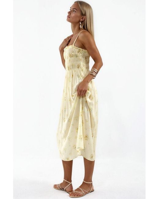 Busem Metallic Floral Cotton Poplin Midi Dress