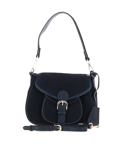 Ashwood Leather Black 'Prestigio Puro' Soft Suede Shoulder Crossbody Bag