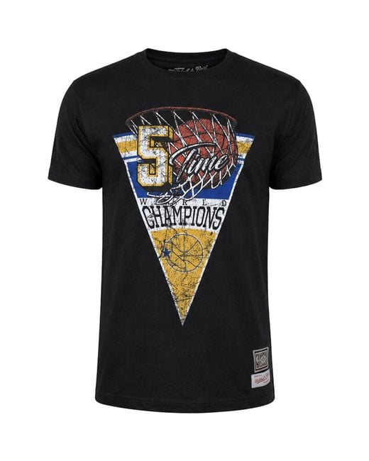 Mitchell & Ness Black Nba Golden State Warriors Pennant Dark T-Shirt for men