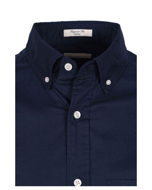 Gant Blue Reg Poplin Shirt Marine for men