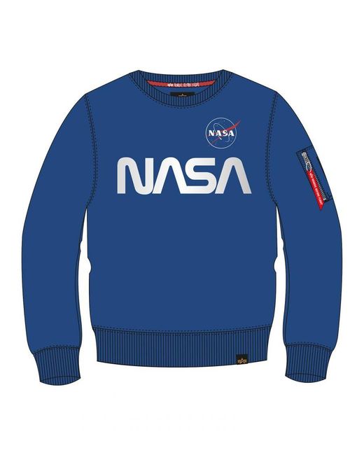 Alpha Industries Blue Nasa Reflective Sweater for men