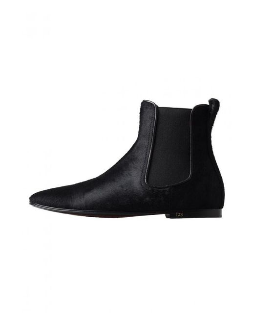Dolce & Gabbana Black Leather Chelsea Ankle Boots Shoes for men