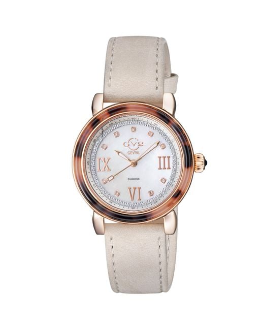 Gv2 Metallic Marsala Tortoise Swiss Quartz Mother Of Pearl Dial Ip Rg Bracelet Watch