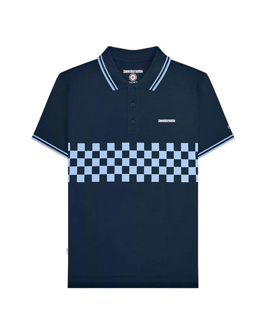 Lambretta Blue Ss25 Two Tone Tipped Polo Shirt /Clear Sky) Cotton for men