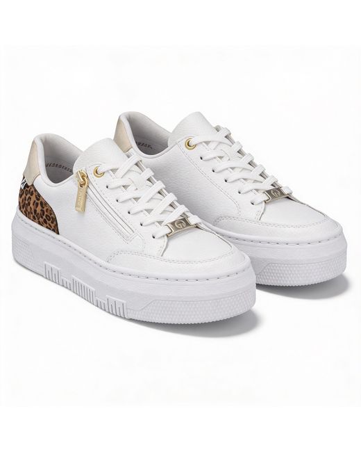 Rieker White Enya Court Trainers Multi Leather