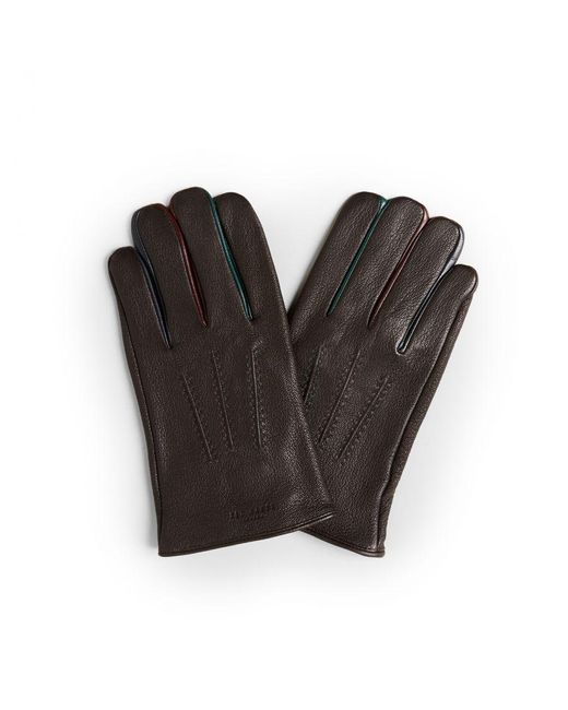 Ted Baker Accessories Parmed Leather Gloves In Brown in het Black voor heren