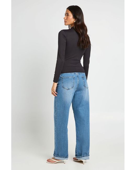 Boohoo Blue Second Skin Crew Neck Long Sleeve Top
