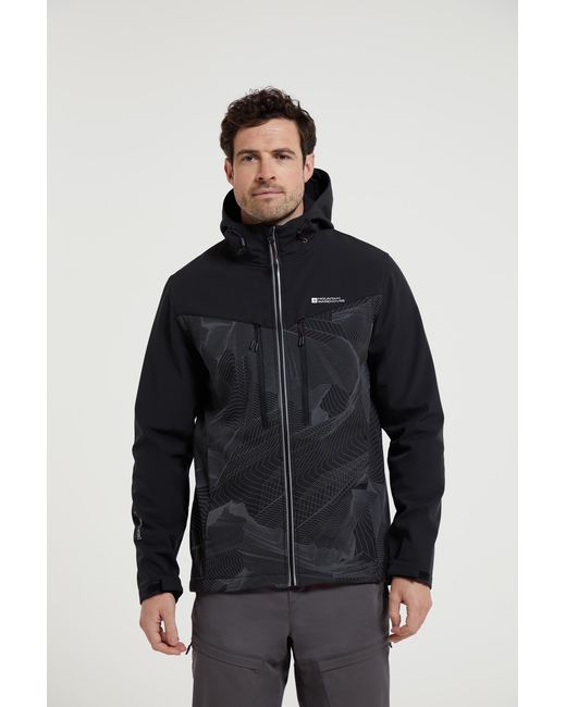 Mountain Warehouse Blue 'Illuminate Ii' Softshell Jacket Water Resistant Windproof Coat for men