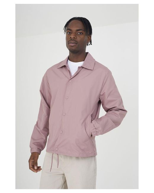 Brave Soul Pink 'Bond' Lightweight Coach Style Jacket for men