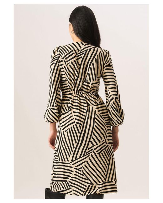 Gini London Midi-jurk Met Asymmetrische Zoom En Geoprint in het Natural