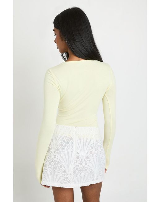 Boohoo White Drape Panel Long Sleeve Top