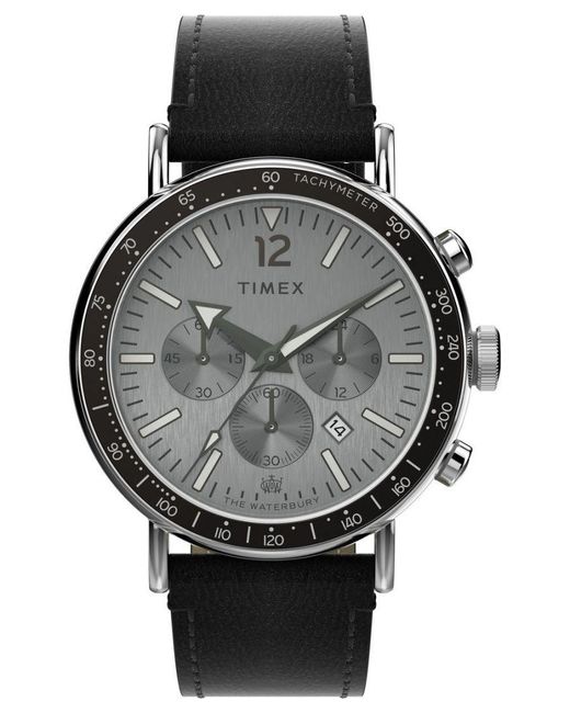 Timex Black Standard Chrono Watch Tw2W47400 Leather (Archived) for men