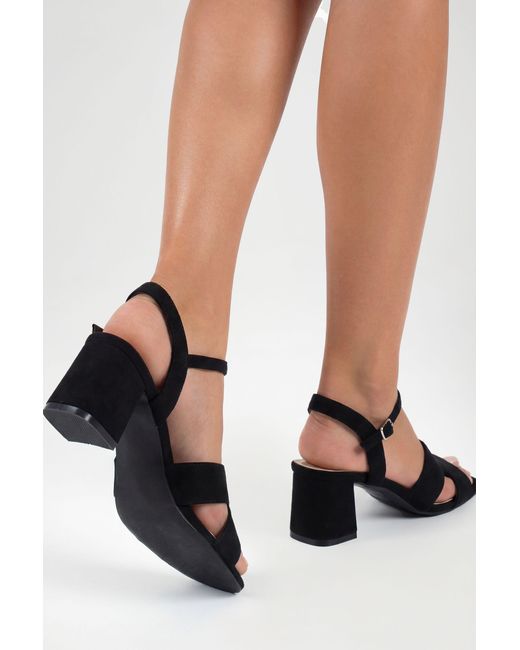 Boohoo Black Wide Fit Cut Out Low Block Heels
