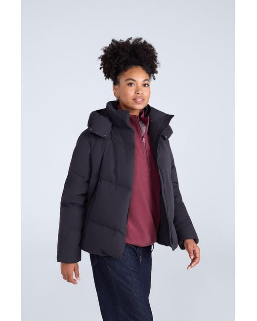 Mountain Warehouse White 'Tess' Cropped Down Jacket Warm Zip Up Ladies Hooded Puffer Winter Coat Fabric