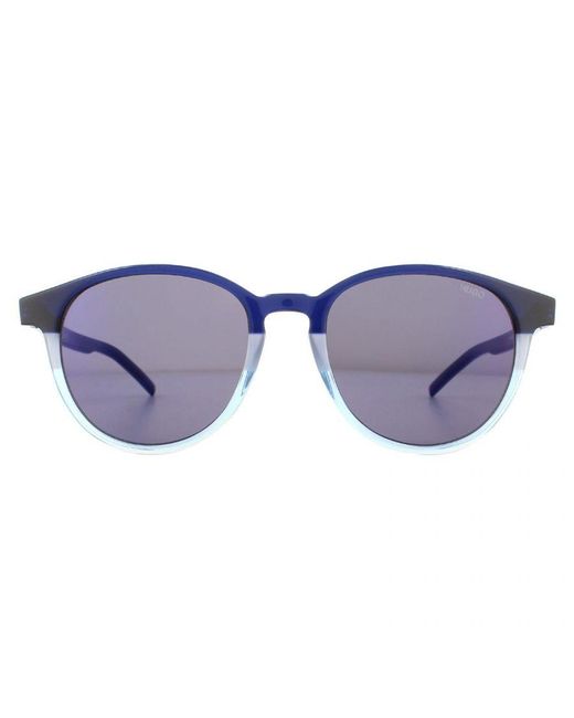 Boss Blue Hugo Boss By Round Matte Mirror Sunglasses for men