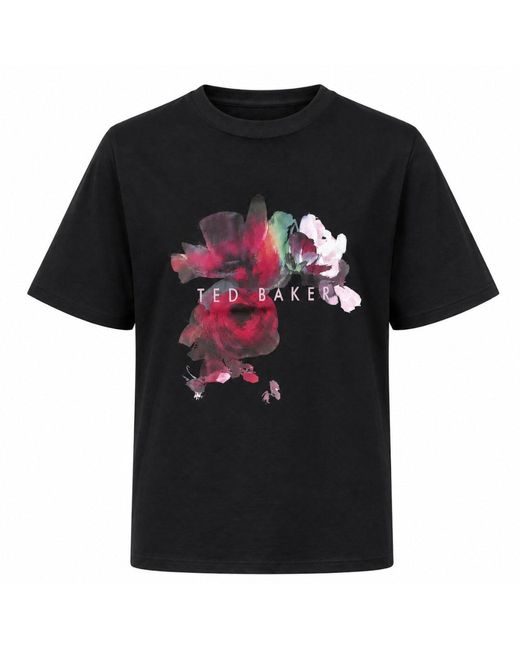Ted Baker Black Phina Floral Bloom T-Shirt Cotton