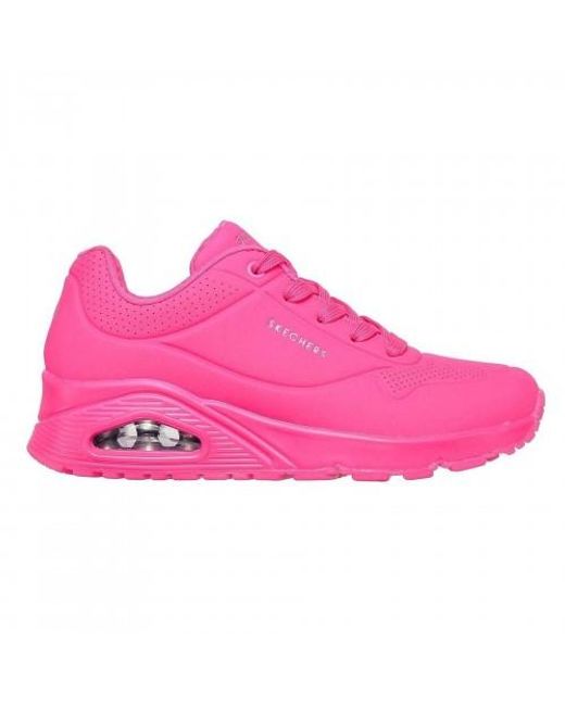 Skechers Pink Ladies Uno Stand On Air Wedge Trainers (Hot)