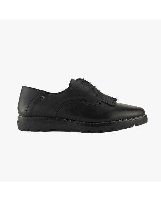 Pikolinos Black Riga Ladies Leather Flats Lace Up Shoes