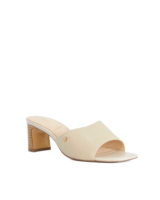 Dune Natural Mazy Mid Height Leather Mules