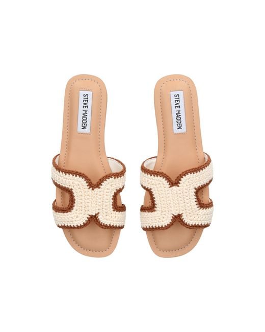 Steve Madden Brown Zarnia Cream Sandals Fabric