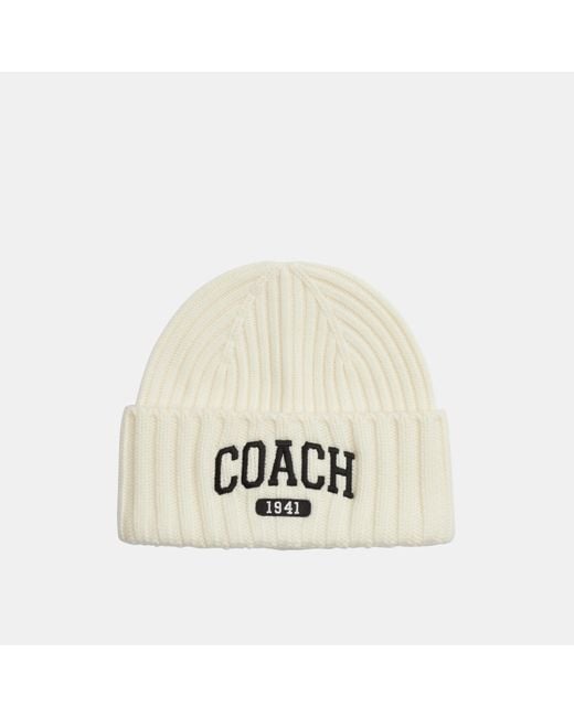 COACH White 1941 Embroidered Knit Beanie for men