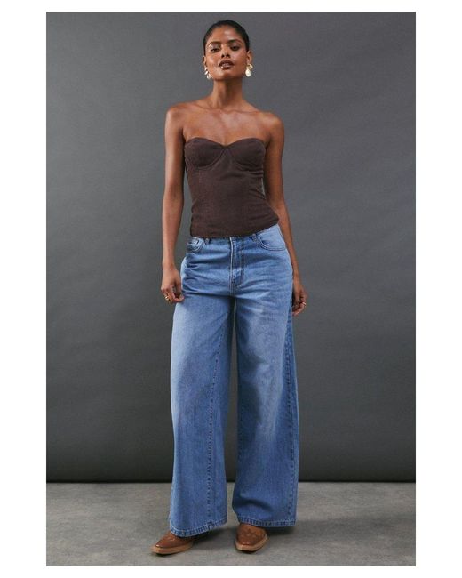 Warehouse Gray Cord Bustier Top