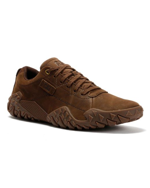 Caterpillar Brown Gridlock Lo Tumbled Nubuck Carafe Lace-Up Shoes for men