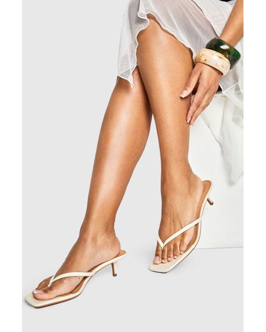 Boohoo Natural Toe Post Kitten Mules