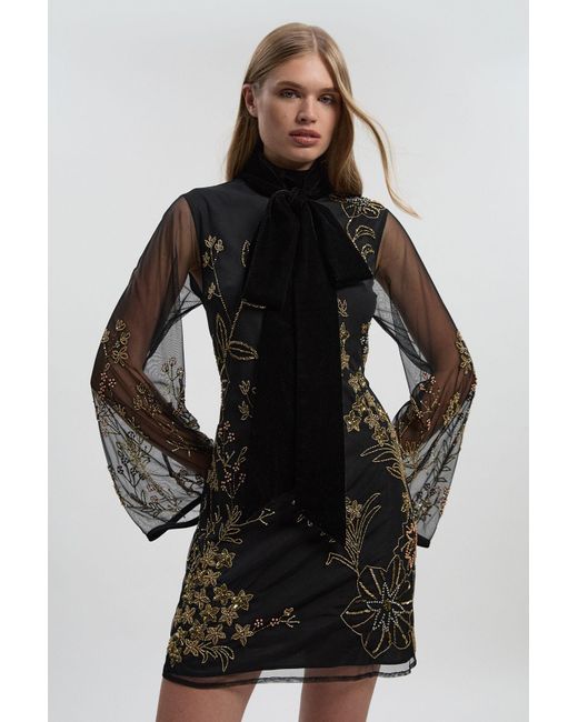 green emerald velvet dress Quinella Black Lace Crepe Backless Mini Dress (Archive Sale)