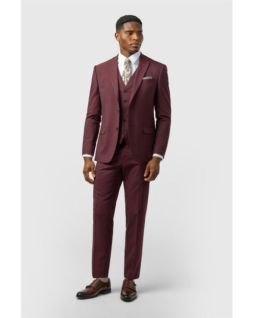 Limehaus Red Single Breasted Two Button Slim Fit Suit Jacket for men