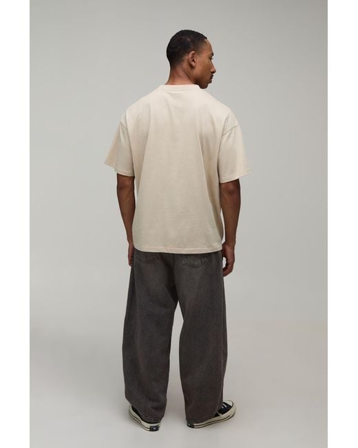 BoohooMAN Gray Washed Overdye Barrel Leg Jeans for men