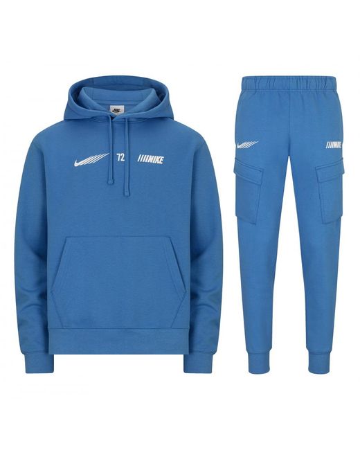 Nike Sportswear Standard Issue Fleece Cargo Tracksuit Light Photo Blue Cotton for men