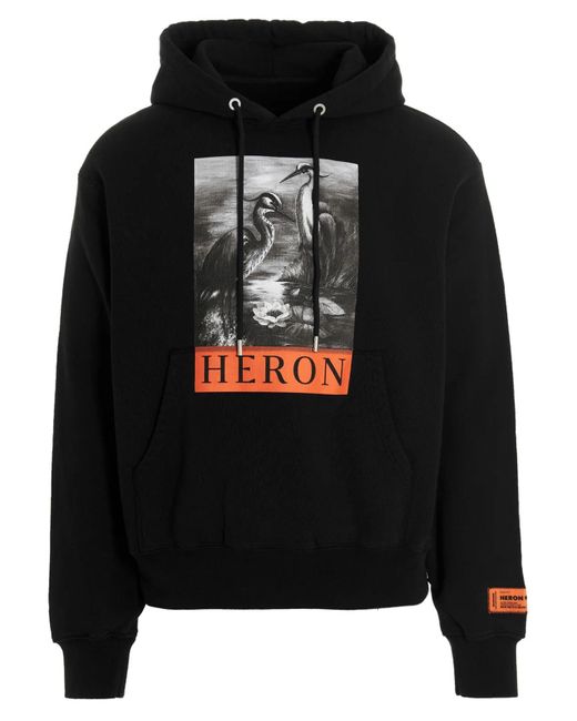 Heron Preston Black Heron Printed Hoodie for men