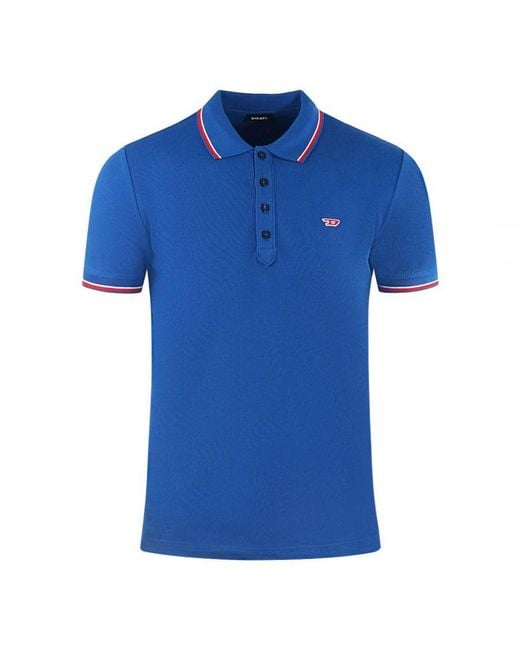 DIESEL Twin Tipped Design Bright Blue Polo Shirt voor heren