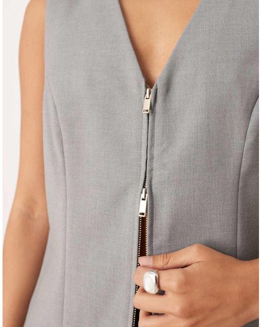Abercrombie & Fitch Gray Zip Detail Waistcoat