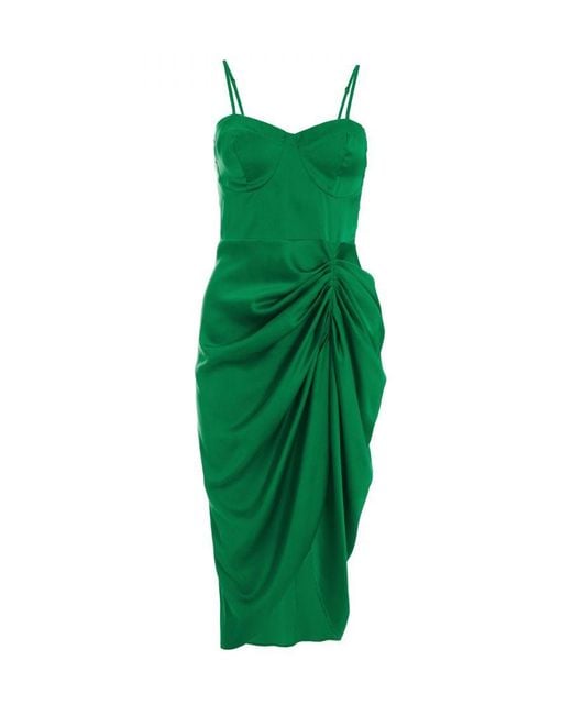 Quiz Green Jade Ruched Corset Midi Dress