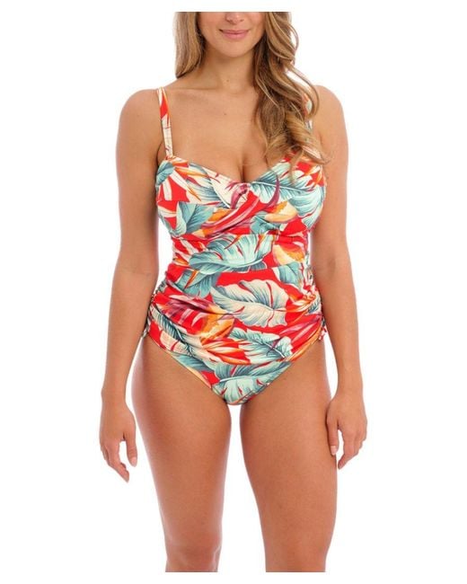 Fantasie Red Bamboo Grove Twist Front Tankini