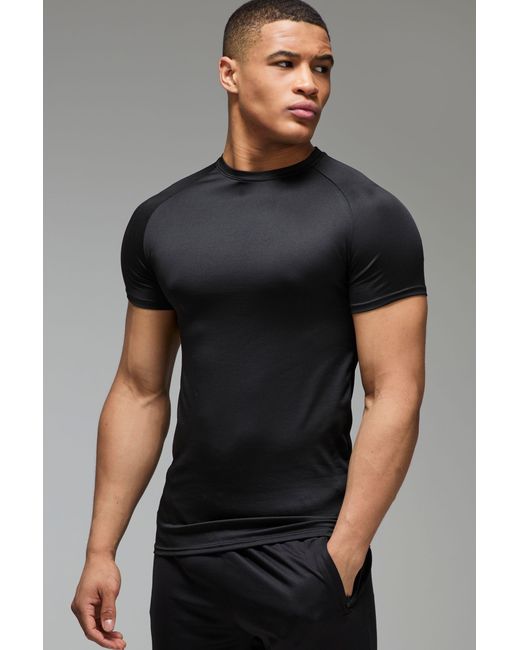 BoohooMAN Gray Active Lightweight Essentials Workout Muscle Fit Raglan T-Shirt for men