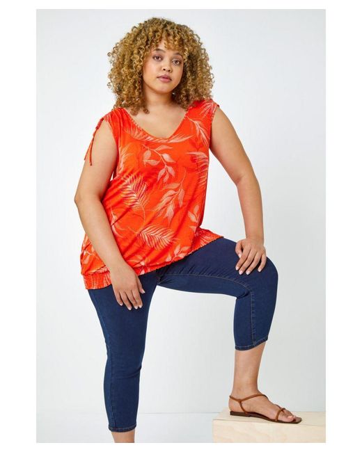 Roman Curve Orange Elastic Waist Cropped Denim Jeggings