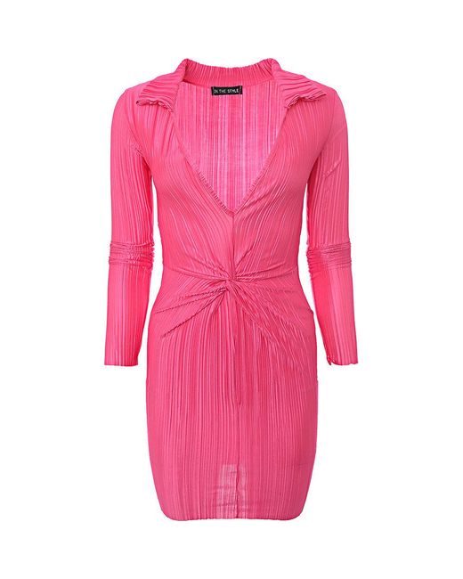 In The Style Pink X Liberty Knot Front Mini Dress